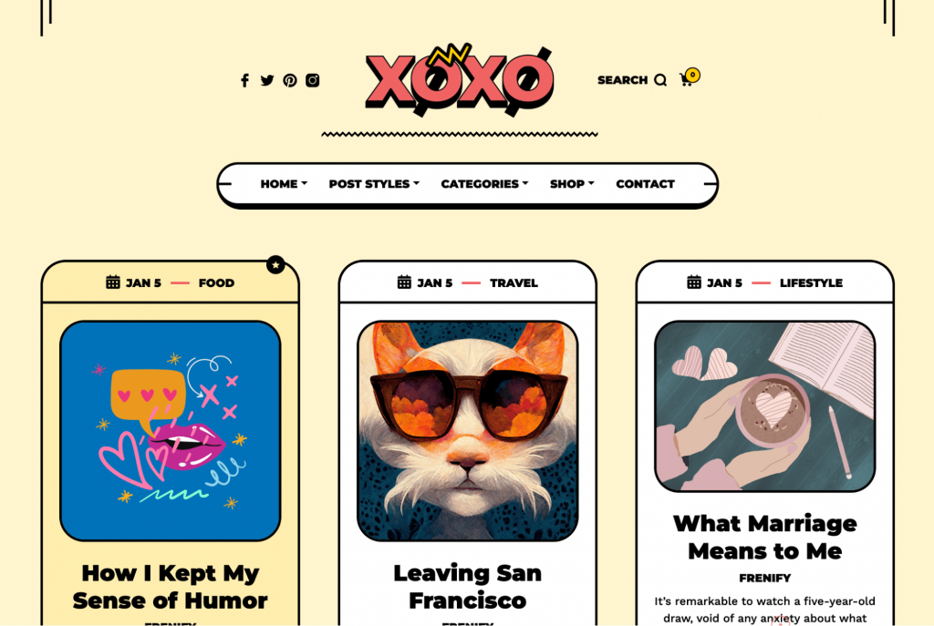 XOXO homepage