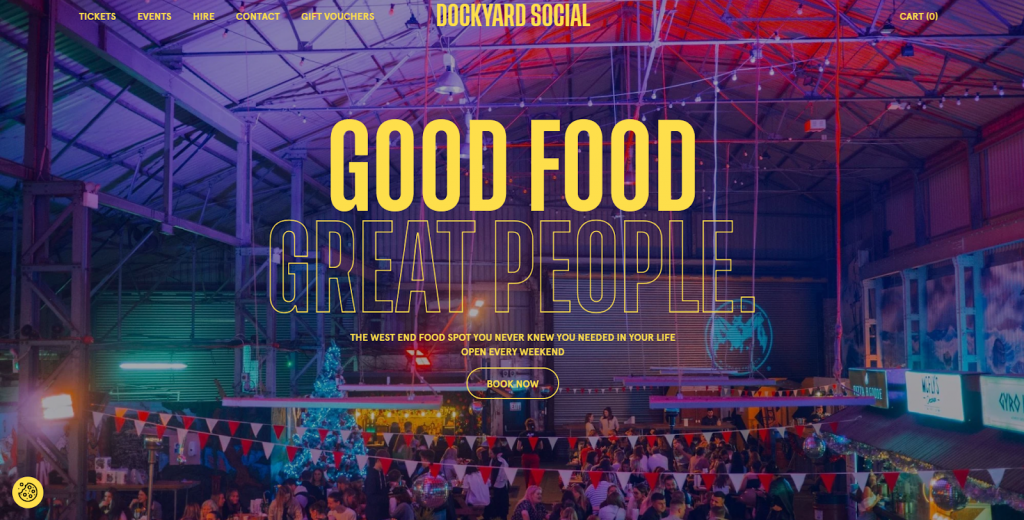 The Dockyard Social's homepage.