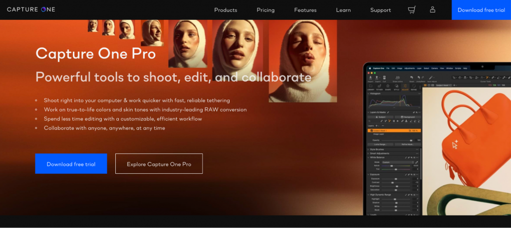 Capture One Pro landing page
