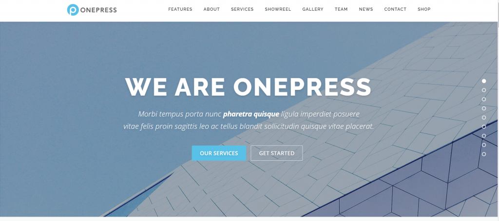 The demo page of OnePress