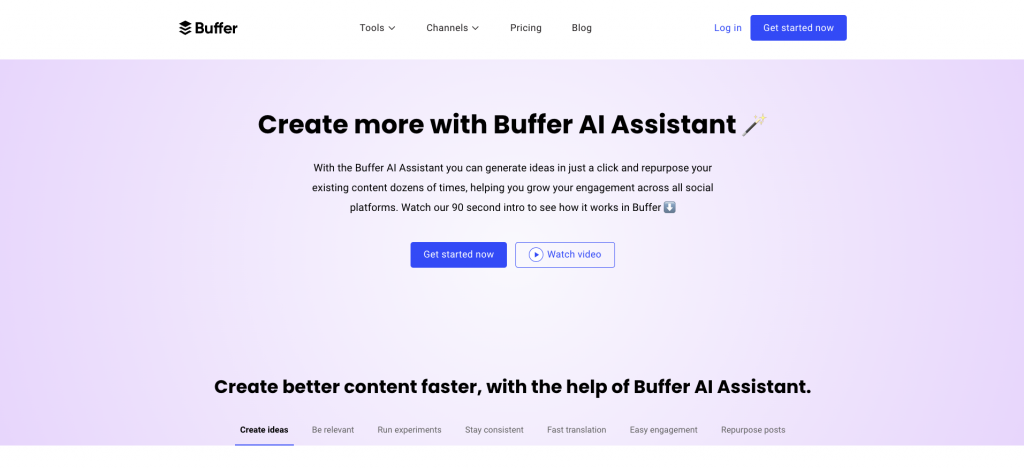 Buffer AI Assistant landing page