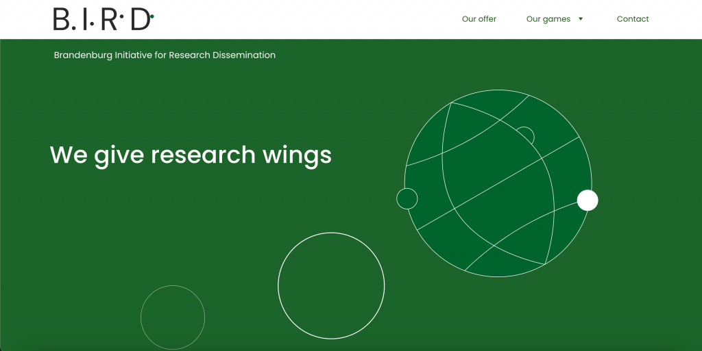 Landing page for Brandenburg Initiative for Research Dissemination