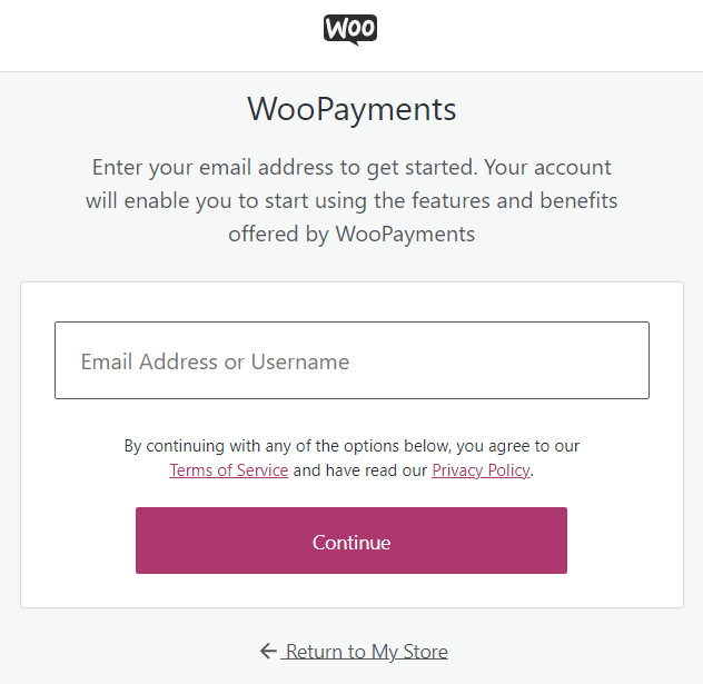 WooPayments signup form
