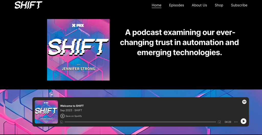 Shift podcast landing page